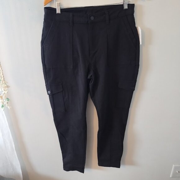 Time And Tru High Rise Skinny Pants Womens size 14 Black Zip Fly Pockets Stretch - Picture 1 of 8